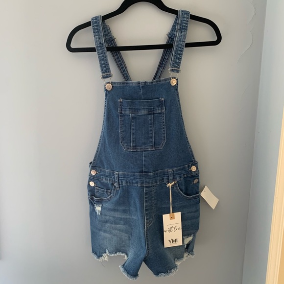 🔸NWT🔸 YMI Cut-off Jean Overalls - Picture 1 of 9
